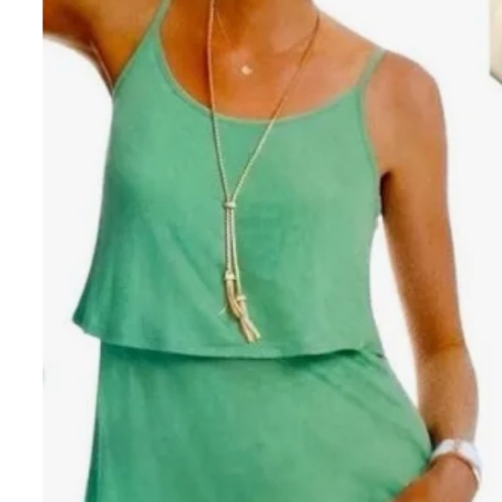CAbi Green style 827 Layered Tank Top adjustable straps soft EUC